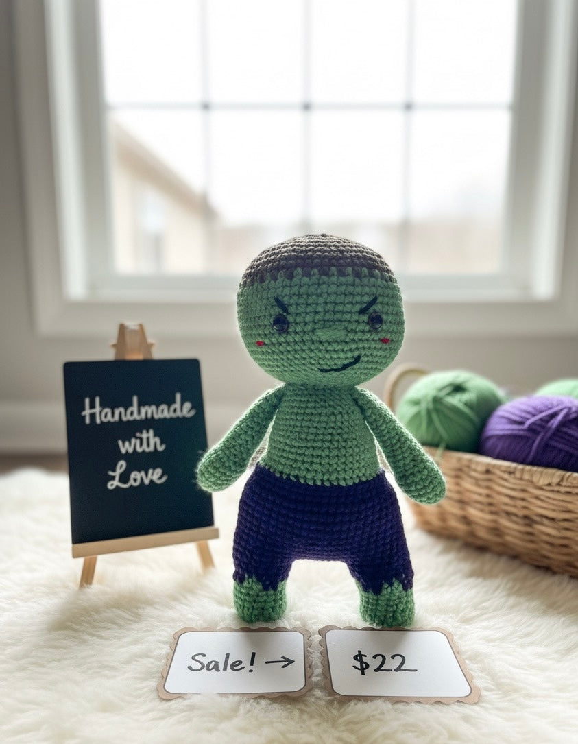 Smash Hit! Handmade Crochet Hulk Amigurumi