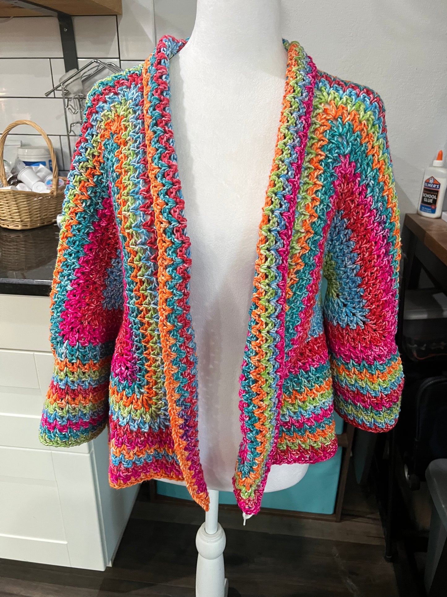 🌈 The Rainbow Bright Crochet Cardigan - Handmade & One-of-a-Kind! 🌈