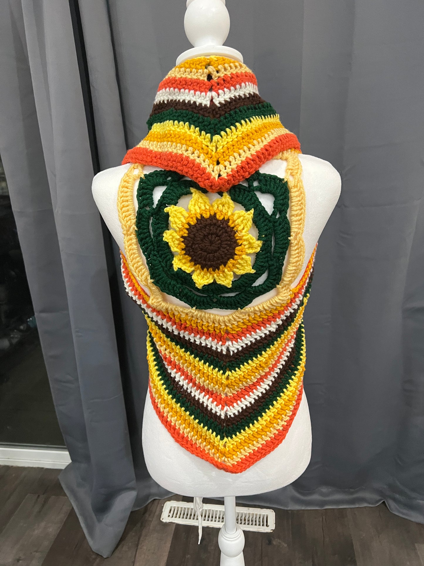 Boho Sunflower Crochet Vest